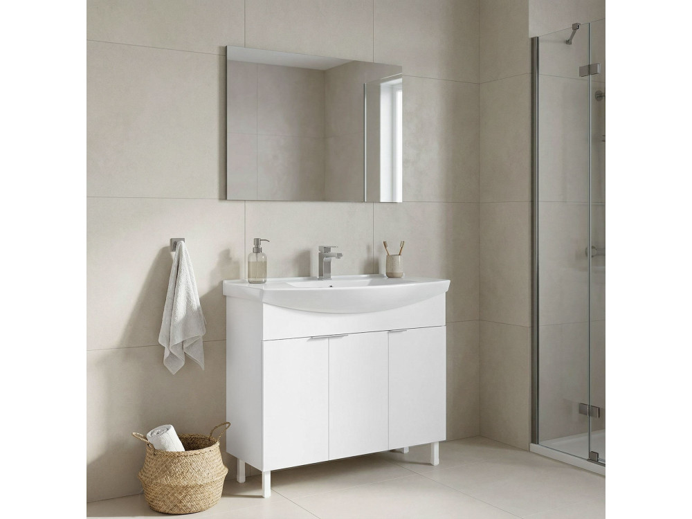 Conjunto de móvel com lavatório e espelho (2 peças) «Purus 100» - 100 x 50 x 83 cm - Branco