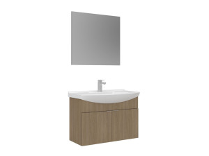 Conjunto de móvel de lavatório com espelho (2 peças) «Purus 80» - 80 x 50 x 58 cm - Carvalho