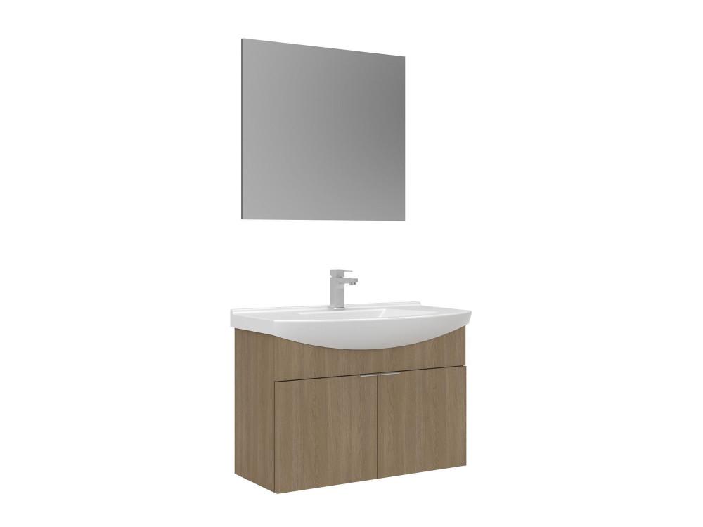 Conjunto de móvel de lavatório com espelho (2 peças) «Purus 80» - 80 x 50 x 58 cm - Carvalho