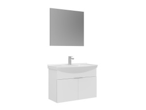 Conjunto de móvel de lavatório com espelho (2 peças) «Purus 80» - 80 x 50 x 58 cm - Branco