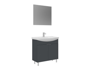 Conjunto de móvel com lavatório e espelho (2 peças) «Purus 80» - 80 x 50 x 83 cm - Antracite mate