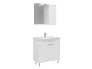 Conjunto de móvel com lavatório e espelho (2 peças) «Purus 80» - 80 x 50 x 83 cm - Branco