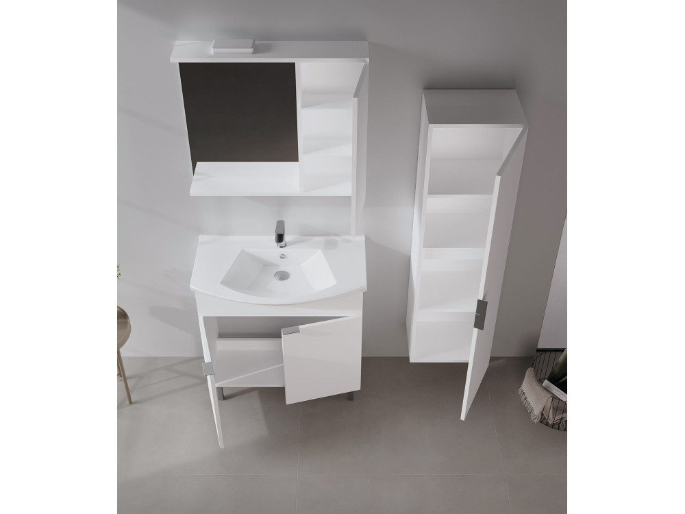 Conjunto de móvel com lavatório e espelho (2 peças) «Purus 80» - 80 x 50 x 83 cm - Branco