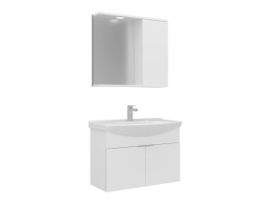 Conjunto de móvel de lavatório com espelho (2 peças) «Purus 80» - 80 x 50 x 58 cm - Branco