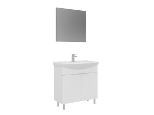 Conjunto de móvel com lavatório e espelho (2 peças) «Purus 80» - 80 x 50 x 83 cm - Branco