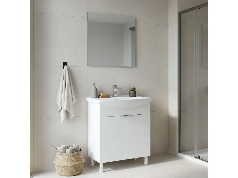 Conjunto de móvel com lavatório e espelho (2 peças) «Purus 80» - 80 x 50 x 83 cm - Branco