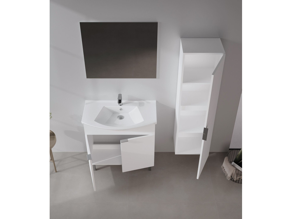 Conjunto de móvel com lavatório e espelho (2 peças) «Purus 80» - 80 x 50 x 83 cm - Branco
