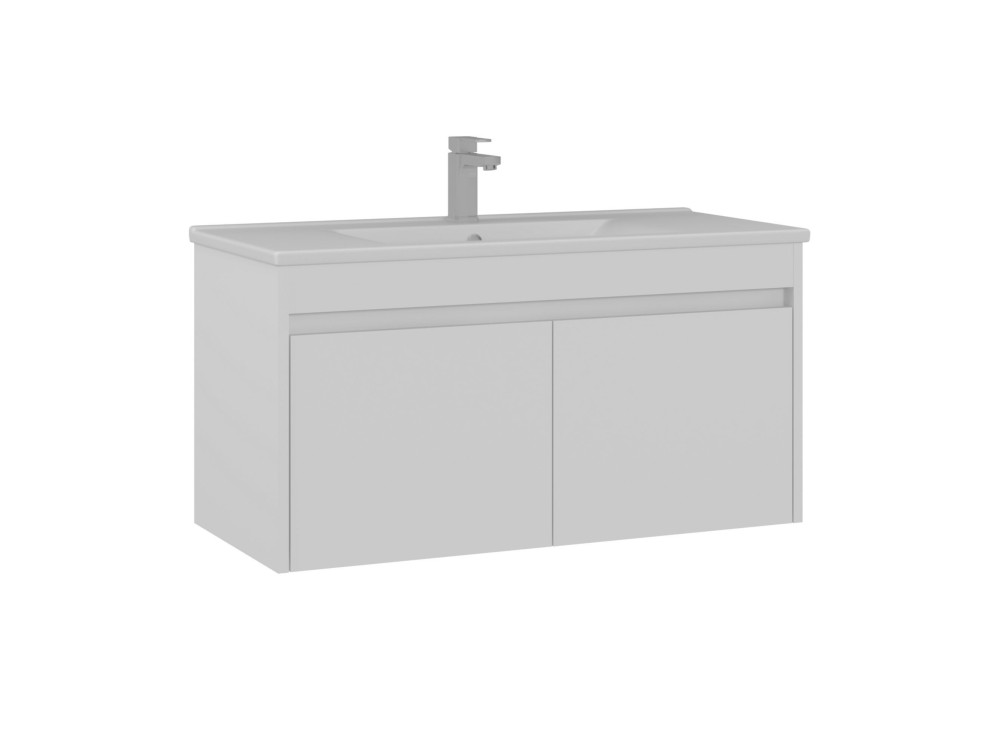 Móvel para lavatório «Side 100 v3» - 100 x 45 x 52 cm - Branco mate