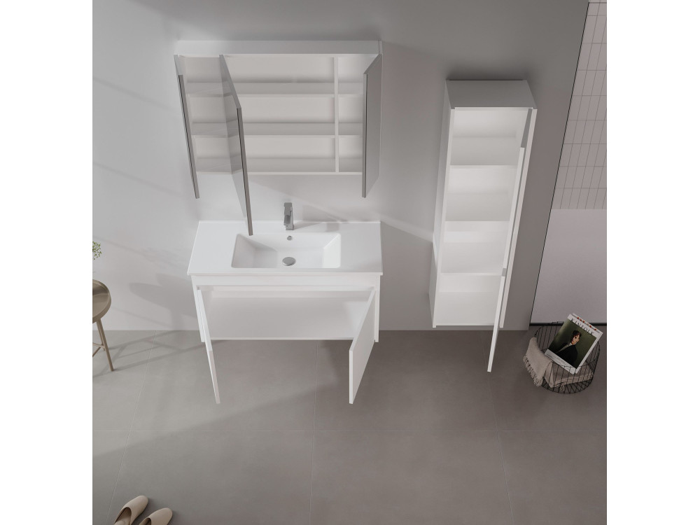 Móvel para lavatório «Side 100 v3» - 100 x 45 x 52 cm - Branco mate