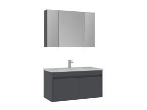 Conjunto de móvel com lavatório e espelho (2 peças) «Side 100 v3» - 100 x 45 x 52 cm - Antracite mate