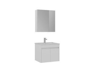 Conjunto de móvel com lavatório e espelho (2 peças) «Side 65 v2» - 65 x 45 x 52 cm - Branco mate