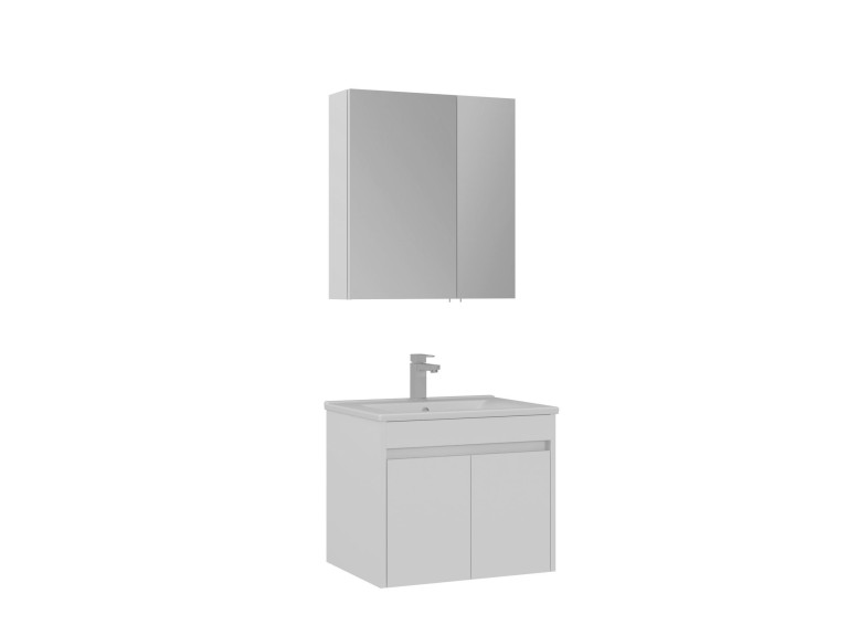 Conjunto de móvel com lavatório e espelho (2 peças) «Side 65 v2» - 65 x 45 x 52 cm - Branco mate