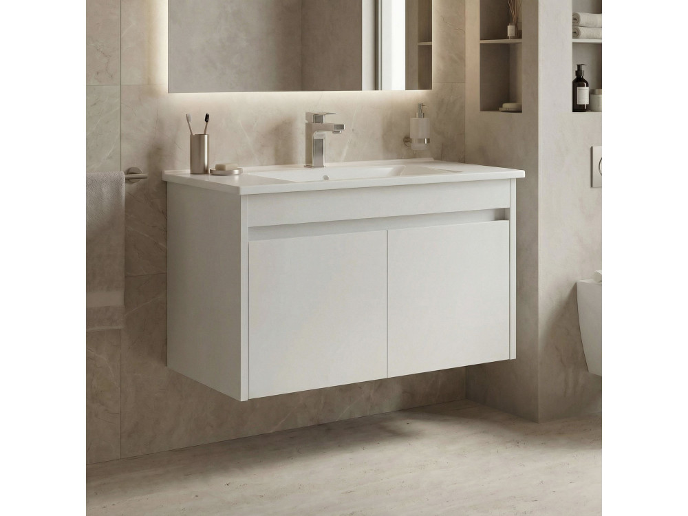 Móvel para lavatório «Side 85 v2» - 85 x 45 x 52 cm - Branco mate