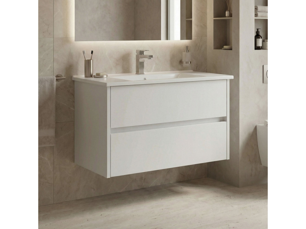 Móvel para lavatório «Side 85 v2» - 85 x 45 x 52 cm - Branco mate