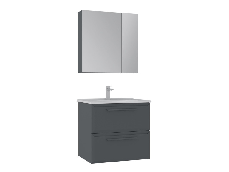 Conjunto de móvel de lavatório com espelho (2 peças) «Nuvola 65 v2» - 65 x 50 x 62 cm - Antracite
