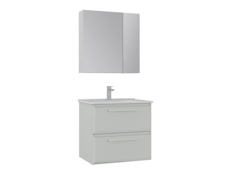 Conjunto de móvel de lavatório com espelho (2 peças) «Nuvola 65 v2» - 65 x 50 x 62 cm - Cashmere