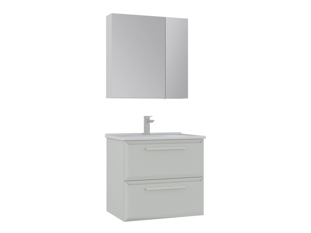 Conjunto de móvel de lavatório com espelho (2 peças) «Nuvola 65 v2» - 65 x 50 x 62 cm - Cashmere