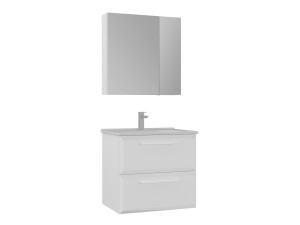 Conjunto de móvel de lavatório com espelho (2 peças) «Nuvola 65 v2» - 65 x 50 x 62 cm - Branco