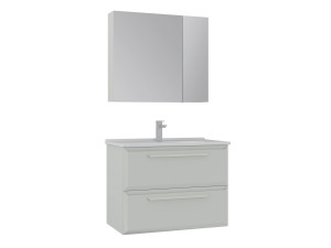 Conjunto de móvel de lavatório com espelho (2 peças) «Nuvola 80 v2» - 80 x 50 x 62 cm - Cashmere