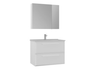 Conjunto de móvel de lavatório com espelho (2 peças) «Nuvola 80 v2» - 80 x 50 x 62 cm - Branco