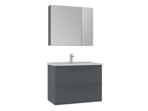 Conjunto de móvel de lavatório com espelho (2 peças) «Nuvola 80 v2» - 80 x 50 x 62 cm - Antracite