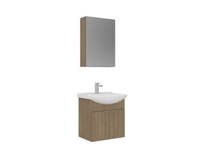 Conjunto de móvel de lavatório com espelho (2 peças) «Purus 55» - 55 x 50 x 58 cm - Carvalho