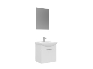 Conjunto de móvel de lavatório com espelho (2 peças) «Purus 55» - 55 x 50 x 58 cm - Branco