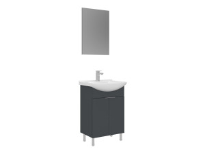 Conjunto de móvel de lavatório com espelho (2 peças) «Purus 55» - 55 x 2 x 83 cm - Antracite mate