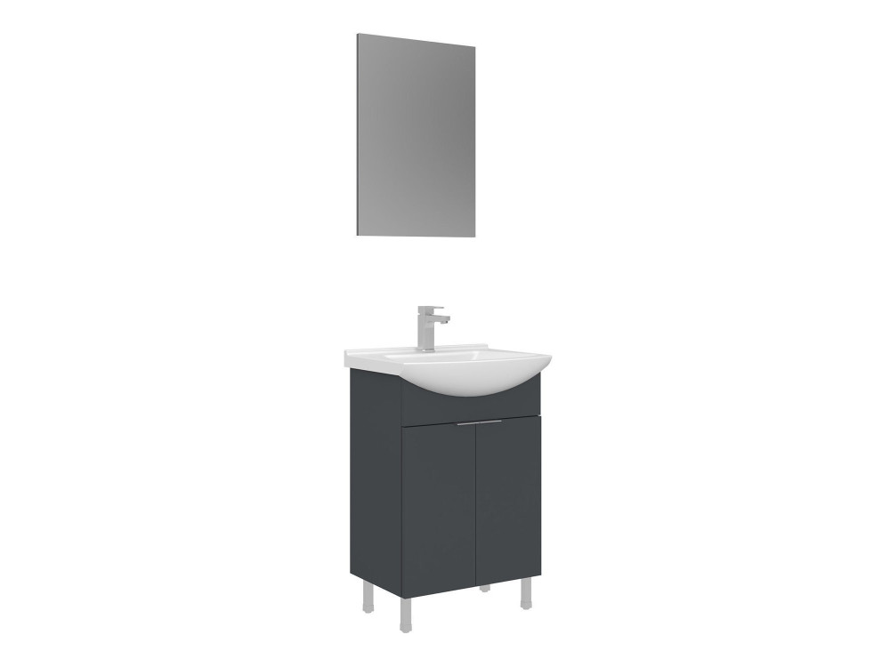 Conjunto de móvel de lavatório com espelho (2 peças) «Purus 55» - 55 x 2 x 83 cm - Antracite mate