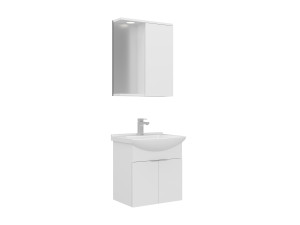 Conjunto de móvel de lavatório com espelho (2 peças) «Purus 55» - 55 x 50 x 58 cm - Branco