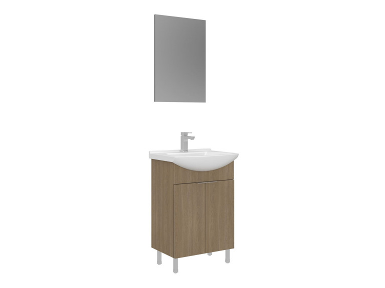Conjunto de móvel de lavatório com espelho (2 peças) «Purus 55» - 55 x 2 x 83 cm - Carvalho