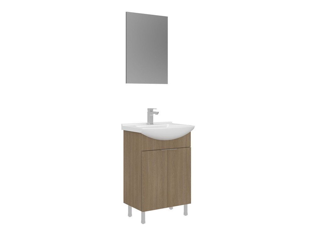 Conjunto de móvel de lavatório com espelho (2 peças) «Purus 55» - 55 x 2 x 83 cm - Carvalho