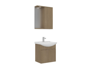 Conjunto de móvel de lavatório com espelho (2 peças) «Purus 55» - 55 x 50 x 58 cm - Carvalho