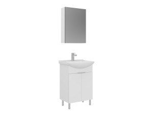 Conjunto de móvel de lavatório com espelho (2 peças) «Purus 55» - 55 x 50 x 83 cm - Branco
