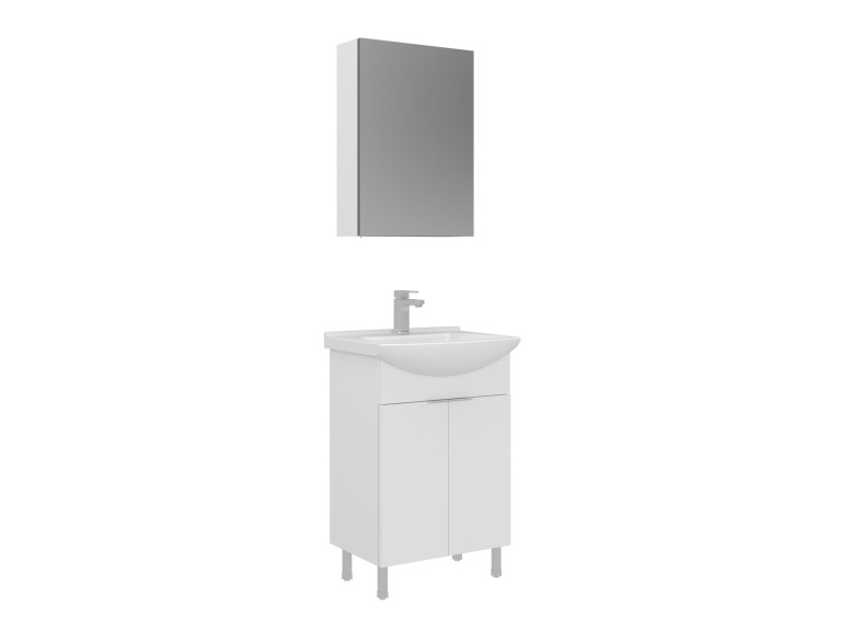Conjunto de móvel de lavatório com espelho (2 peças) «Purus 55» - 55 x 50 x 83 cm - Branco