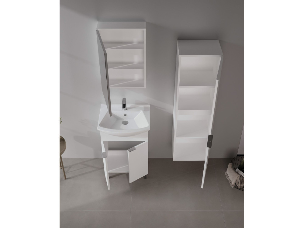 Conjunto de móvel de lavatório com espelho (2 peças) «Purus 55» - 55 x 50 x 83 cm - Branco