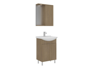 Conjunto de móvel de lavatório com espelho (2 peças) «Purus 55» - 55 x 50 x 83 cm - Carvalho