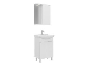 Conjunto de móvel de lavatório com espelho (2 peças) «Purus 55» - 55 x 50 x 83 cm - Branco