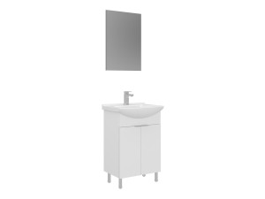 Conjunto de móvel com lavatório e espelho (2 peças) «Purus 55» - 55 x 2 x 83 cm - Branco