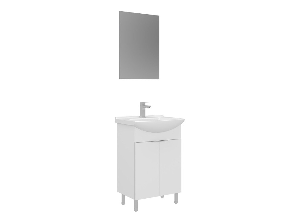 Conjunto de móvel com lavatório e espelho (2 peças) «Purus 55» - 55 x 2 x 83 cm - Branco