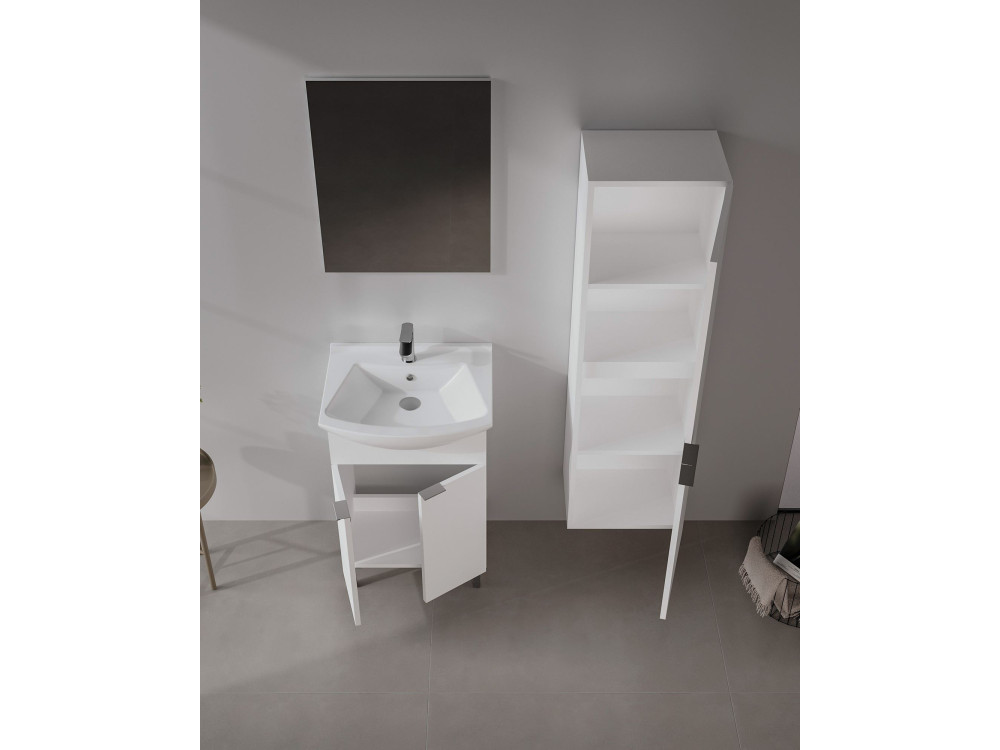 Conjunto de móvel com lavatório e espelho (2 peças) «Purus 55» - 55 x 2 x 83 cm - Branco