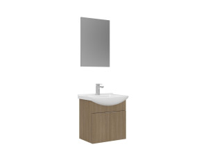 Conjunto de móvel de lavatório com espelho (2 peças) «Purus 55» - 55 x 50 x 58 cm - Carvalho