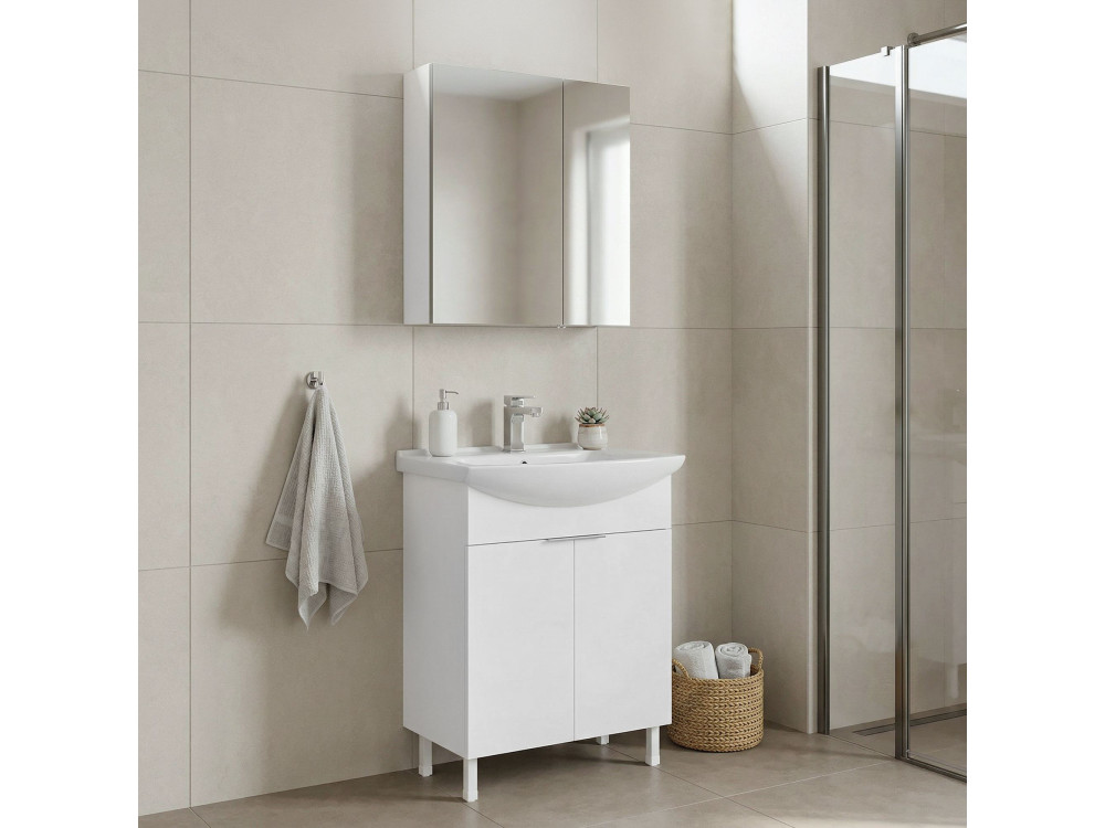 Conjunto de móvel com lavatório e espelho (2 peças) «Purus 65» - 65 x 50 x 83 cm - Branco