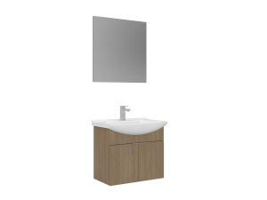 Conjunto de móvel de lavatório com espelho (2 peças) «Purus 65» - 65 x 50 x 58 cm - Carvalho