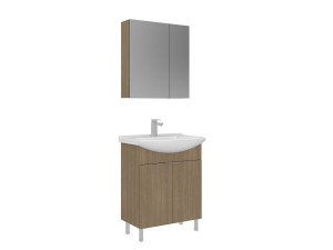 Conjunto de móvel de lavatório com espelho (2 peças) «Purus 65» - 65 x 50 x 83 cm - Carvalho