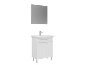 Conjunto de móvel com lavatório e espelho (2 peças) «Purus 65» - 65 x 50 x 83 cm - Branco