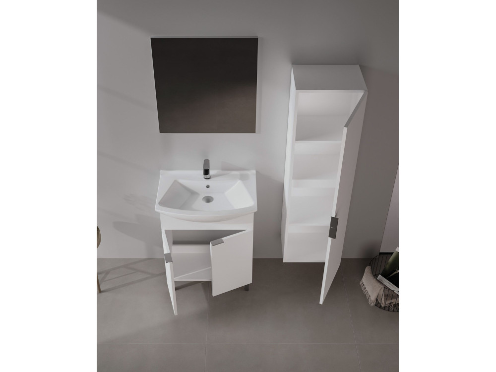 Conjunto de móvel com lavatório e espelho (2 peças) «Purus 65» - 65 x 50 x 83 cm - Branco