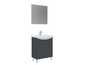 Conjunto de móvel de lavatório com espelho (2 peças) «Purus 65» - 65 x 50 x 83 cm - Antracite mate