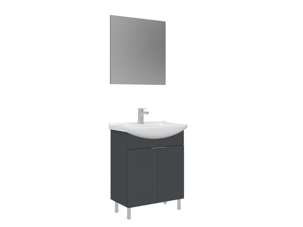 Conjunto de móvel de lavatório com espelho (2 peças) «Purus 65» - 65 x 50 x 83 cm - Antracite mate