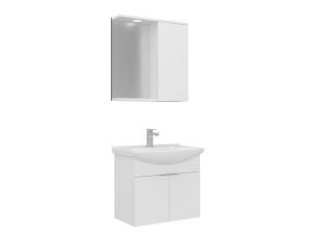 Conjunto de móvel com lavatório e espelho (2 peças) «Purus 65» - 65 x 50 x 58 cm - Branco